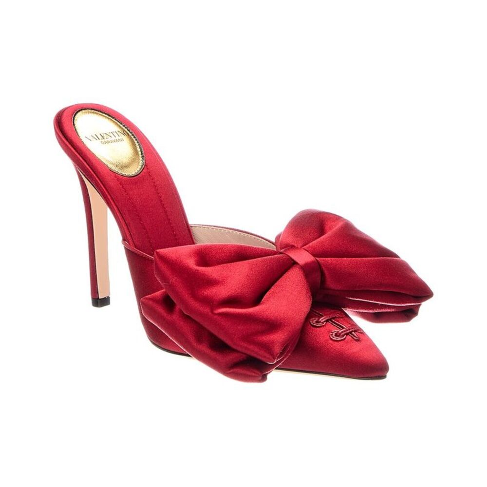 Valentino Vlogo Signature Satin Mule, Red